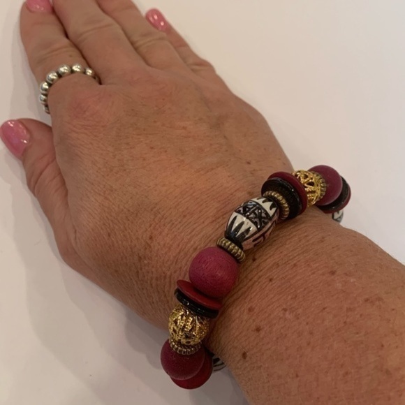 💐5/25 stretch unique art bead Aztec wood bead - Picture 4 of 6